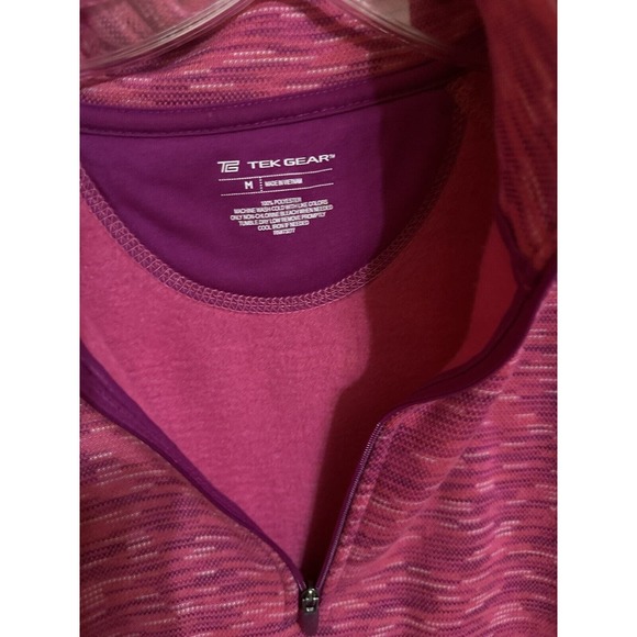 Tek Gear Womens 1/4 Zip Pullover Fleece Jacket Pink Space Dye Long Sleeve M - Picture 8 of 8